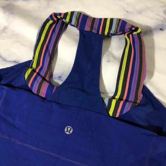Lululemon Royal Blue & Stripes Scoopneck Tank Top - Picture 5 of 8